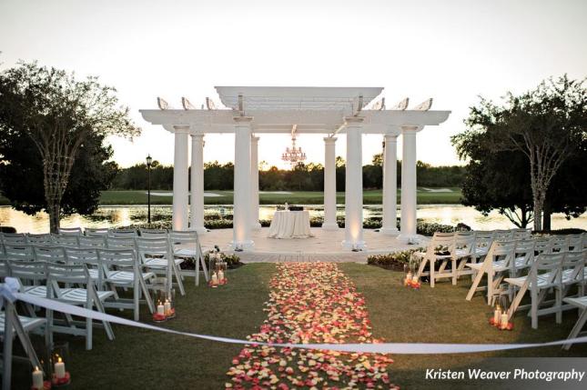 Kristen Weaver Photography, Ritz Carlton, Lee James Floral Designs, orange wedding floral, ceremony floral, Orlando wedding