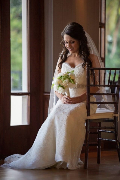 White lace bridal gown