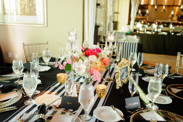 Black and Gold Wedding Tablescape