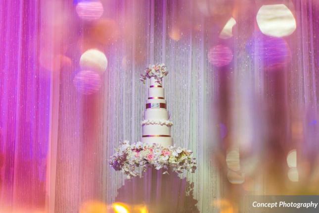 Pink and Silver Wedding, Cake Floral