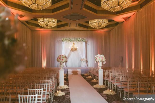 Pink and Silver Wedding, Ceremony Aisle Floral