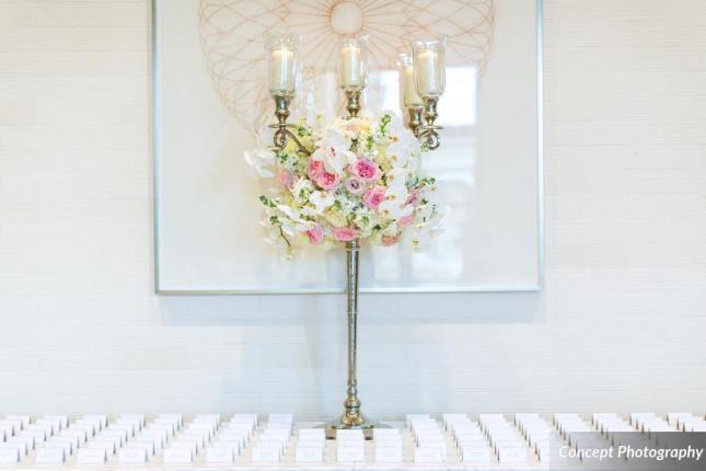 Pink and Silver Wedding, Escort Card Table Floral