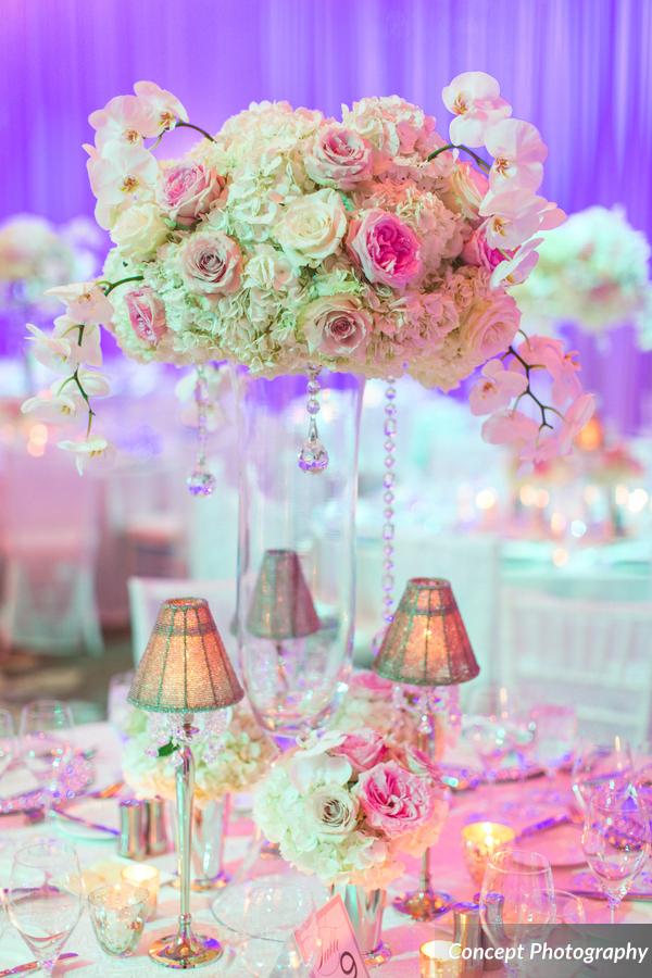 Pink and Silver Wedding, Tall Floral