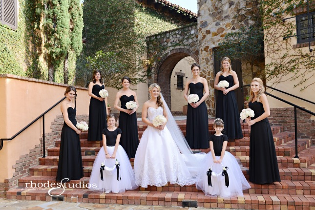 Classic White Wedding, Black Bridesmaid Dress